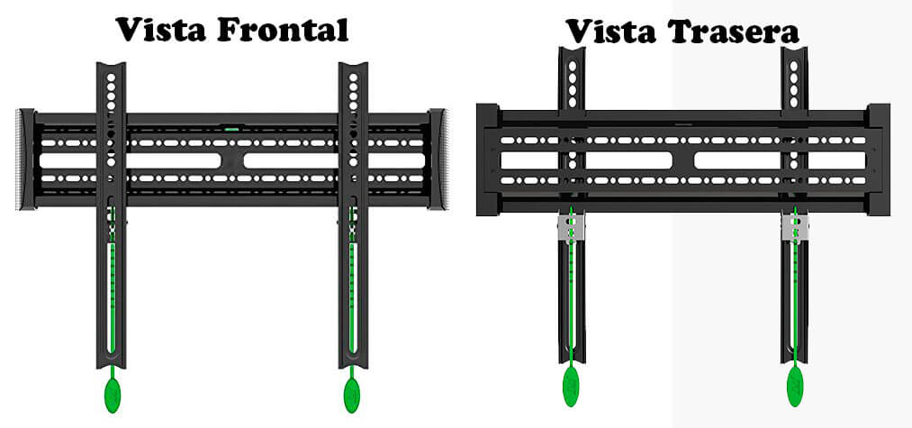 Vision trasera y frontal del soporte para tv